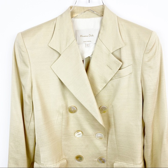 Massimo Dutti | Structured Cream Double Breasted Blazer Jacket - Picture 5 of 14